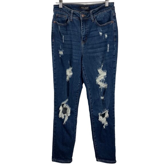 Judy Blue Boyfriend Fit Jeans Women's Size 27 Distressed Grunge - Picture 2 of 10